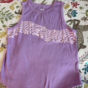 SO Like New Purple Floral Checkered Muscle Tee